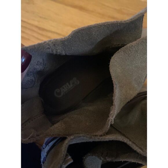 Carlos Santana Womens Taupe Leather Raw Edge Strappy Heeled Ankle Boots size 9 - Picture 9 of 9